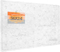 Bulletin Board, 36 x 24 inches Felt Board - Decorative Pin Board, Cork Board Alternative for Wall, 3' x 2' Foldable Self-Adhesive Vision Board with 20 Pushpins - Marble White