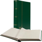 LIGHTHOUSE – “BASIC” Hard Cover Stockbook for Stamps - 64 White Cardstock 9”x12” (A4) Pages with Glassine Strips and Double Linen Hinges - Green