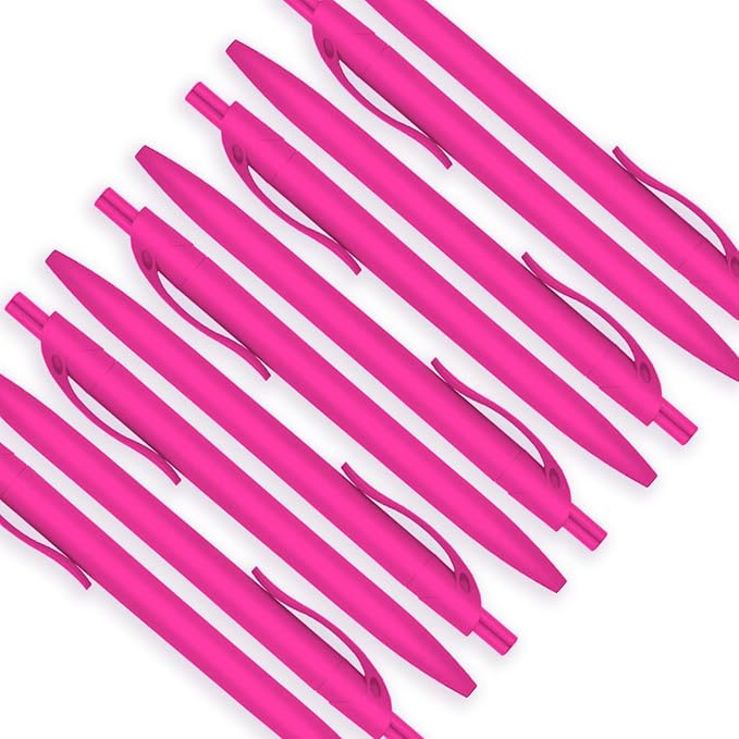 deegtran Pens Bulk, 100 Pack No Bleed Hot Pink Barrel Click Pens, Wholesale Retractable Ballpoint Pens, Pens Medium Point, Smooth Ink Pens, 1.0MM Black Ink
