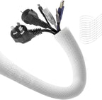 AGPTEK Cable Sleeve Cover, 10ft - 4/5 inch Dog Cat Cord Protector Management, Protect Cables from Pets Chewing, for Home Desk Automotive Wire Loom Tubing Cord Protection Self-Wrapping, White