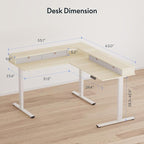 FLEXISPOT 63" L Shaped Standing Desk with Shelf Electric Corner Table, Drawers, Adjustable Computer Workstation for Home, Office, 63x55in, Light Maple Top + White Frame