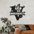 Personalized Custom Letter Name metal Signs,Custom Black Letter Monogram Wall Art Decor,Metal Signs Plaques Outdoor wall Decorative Signage (V)