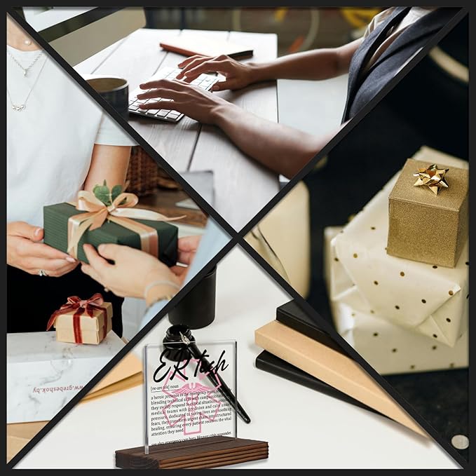 ER Tech Gifts, Thank You Appreciation Gifts for Emergency Room Technicians Medical First Responders Week Graduation Birthday Christmas Office Desk Decor Decorative Signs Plaque PA006