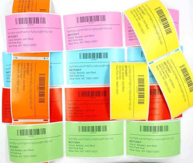 BETCKEY - 4" x 3" Shipping & Multipurpose Labels Compatible with Zebra & Rollo Label Printer,Premium Adhesive & Perforated[Orange, 6 Rolls, 3000 Labels]