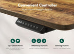 FEZIBO 55" Electric Standing Desk with Shelves, 55 x 24 Inch Sit Stand Rising Desk with Monitor Stand and Storage, Ergonomic Home Office Computer Desk, Rustic Brown