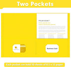 Two Pocket Folders, PANDRI 50 Pack 2 Pocket Folders, Letter Size Paper File Folder for School Office Home Business, Yellow