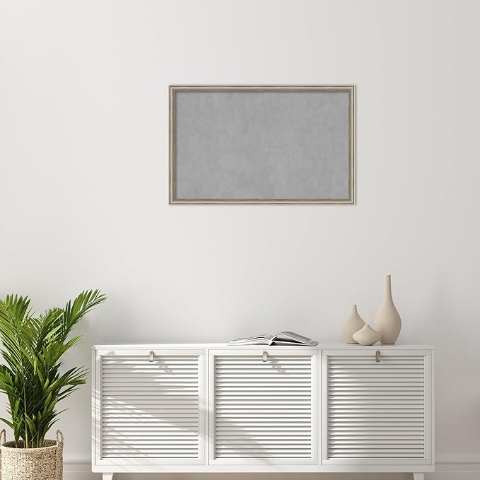 Amanti Art Silver Framed Magnetic Board 22x34 Large Vision Board for use with Magnets, 100% Metal Sheet to Display Items as Office Decor or for Home Organization in mudroom, Kitchen or Kids Room