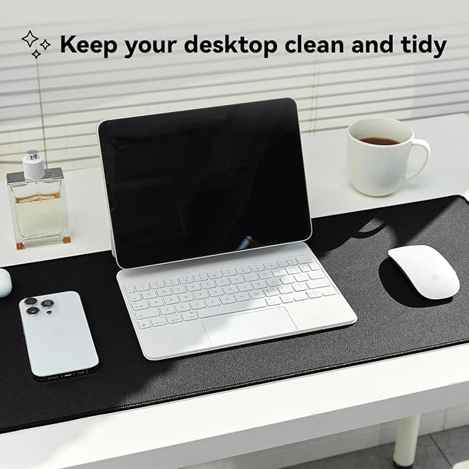 Reniteco Waterproof Large Gaming Mouse Pad with Durable Stitched Edges, Non-Slip Rubber Base, Grainy Jacquard Mouse Mat Desk Pad for Home Office Gaming, 31.5''x11.8''x0.12'', Matte Black