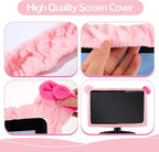 Remagr 2 Pcs 20''-29'' Kawaii Computer Monitor Cover with Cat Ear Design, Furry Cute Pink Monitor Dust Cover Protector Lovely Monitor Accessories Laptop TV LCD Screen Monitor Decoration for Tablet