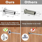 BLIKA 40 Pack Stainless Steel Protector Sleeves for 1/8" 5/32" or 3/16" Deck Cable Railing, for Wood/Composite Posts, T316 Marine Grade, Cable Railing Protector Sleeves