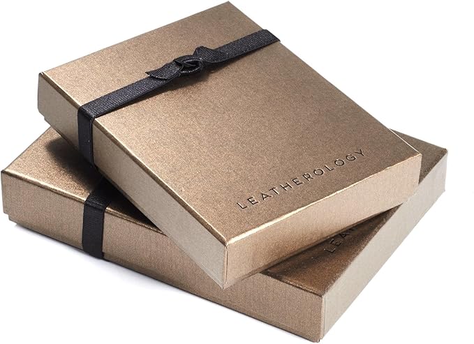Leatherology Premium Black Oil Business Card Case, Magnetic Closure ID Holder, Full Grain Leather