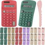 Tellegloww 18 Pcs Pocket Size Basic Calculators Bulk for Classroom Solar Battery Dual Power Display Calculator 8 Digit Colored Basic Calculator for Kids Student School Office