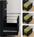 GFGWXW 2 Drawer Vertical File Cabinet with Lock, Suitable for Letter/A4/F4/Legal Size Hanging Files,Small Wood Filing Storage Cabinets Printer Stand for Home Office,Black