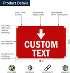 Custom Arrow,Custom Directional Sign, Down Arrow,12x18 Inches, 55 mil thick HDPE (high density polyethylene) Made in USA by My Sign Center