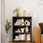 blini 3-Shelf Bookcase Wooden Bookshelves Dark Cherry 33in Wide Floor Standing Display Storage Shelves Tall Bookcase for Home Office, Living Room, Bed Room