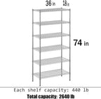 Regal Altair 18" Deep x 36" Wide x 74" Height Wire Shelving Kit | 6-Tier | NSF Commercial Storage Rack Unit
