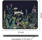 Auhoahsil Mouse Pad, 12 x 10 in Flower Theme Computer Mouse Pad for Desk, Premium-Textured Non-Slip Rubber Stitched Edges Waterproof Square Mouse Mat for Gaming Work Wireless Mice, Black