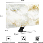 Baocicco White Gold Waterproof TV Display Screen Cover with Abstract Texture Marble Design 37, 38, 39 Inch Television Covers Sleeve Compatible with LCD LED PC Desktop and Home Hanging TV