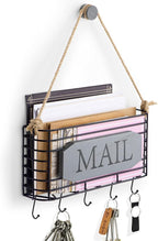 SRIWATANA Mail Holder Wall Mount, Mail Organizer Key Holder for Wall, Small Size, Weathered Grey