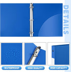 Henoyso 36 Pcs 3 Ring Binder 0.5 Inch Round Fits Letter Size 8.5'' x 11'' Paper Plastic Flexible Binder Bulk Holds 140 Sheets with 1 Pockets Versatile Organizer for Home Office School (Blue)
