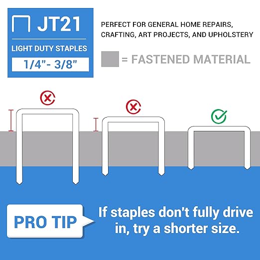 meite JT21 Staples, 3/8 Inch Galvanized Fine Wire Staples for Staple Gun - 7/16" Crown JT21 Staple Refill, Ideal for Upholstery, Crafts, Furniture (5 Boxes)