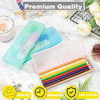 Fainne 24 Pcs Plastic Pencil Case Bulk Pencil Boxes Plastic Stationery Case Frosted Pen Box Pen Holder with Hinged Lid Snap Closure for Office(Single Layer,Blue,7.09 x 2.36 x 0.98 Inch)