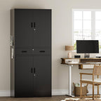TaskStorz Metal Storage Cabinets with 1Drawer, 71" Storage Cabinet with 4 Locking Doors and 2 Adjustable Shelves, Steel Storage File Cabinet for Pantry Home, Kitchen, Office, Garage (Black)