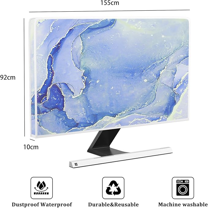 Baocicco Modern Violet Marble Waterproof TV Cover Anti-Static Dustproof Protective Cover for LCD/LED/HD 65 Inch Decorative Monitor Accessories Covers for Television LED LCD OLED TVs Screen
