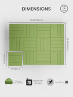 Bumusty Large Cork Board Alternative-47 x35 Felt Bulletin Board Tiles, with 30 Pushpins, 70 Adhesive Tabs, 12-Pack Slat Wall Paneling, Cork Boards for Office Push Pin Board Felt Board-Kelly Green
