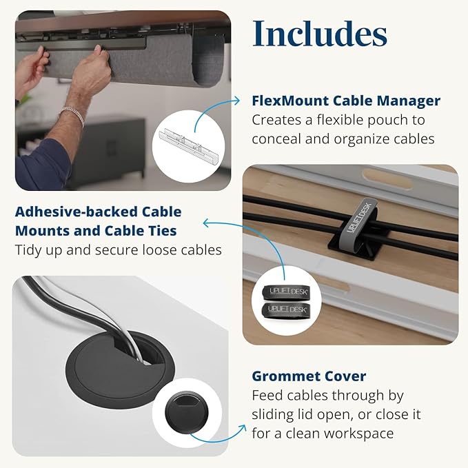 UPLIFTDESK V3 2-Leg Ash Gray Laminate Wood Standing Desk – Adjustable Height, Advanced 1-Touch Memory Keypad, Under Desk Cable Management, Wire Grommets & Rocker Board (Black C-Frame, 48 x 30 inch)