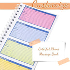 Fullhawl 10 Pcs Spiral Bound Phone Message Book 5-1/2" x 11" 2 Part Colorful Carbonless Phone Message Pads 4 Messages Per Page Carbon Copy Notebook Spiral Phone Call Log Book for Business Office