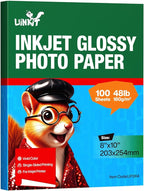 Uinkit Premium Glossy Inkjet Photo Paper - 8x10 Inch, 48lb 180gsm, 100 Sheets - Professional Photographic Quality, Dye Ink Compatible, High-Gloss Finish for Vivid Photos & Sharp Details