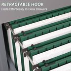 Nordun Plastic Hanging File Folder Extra Capacity,12 Pack Reinforced Hang Folders with Heavy Duty 2 Inch Expansion,Filing Cabinet Folders Letter Size,Hanging Organizer Designed for Bulky Files(Green)