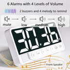 Digital Kitchen Timer with 7.1” Extra Large Display, Rechargeable Magnetic LED Countdown/Up Memory Timer with 6 Alarms & 4 Volume Levels for Cooking, Classroom, Office, Home Gym (White)