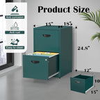 SteeLoong 2 Drawer File Cabinet with Lock,Green Metal Office Drawers Filing Cabinets for Home Office, Two Drawer Under Desk File Cabinet for Hanging Letter,Easy Assemble