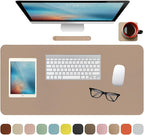 Boutilon Leather Desk Pad Protector,Non-Slip Mouse Pad,Laptop Desk Pad,Office Mouse Mat,Waterproof Leather Desk Blotter,Desk Writing Pad for Office and Home (M-Beige,30"x14")