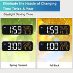 Peakeep Large Display Digital Alarm Clock for Bedrooms, Date Day of Week Desk Table Clocks for Living Room Office, Dimmable 5 Dimmers Plug in Electric Clock, Auto DST