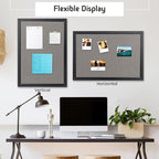 Bulletin Board 46x30 Inch, Large Cork Board with Grey Fabric and Pine Wood Frame, Cork Boards for Walls, Wall Mounted Fabric Notice Board for Home Office School, Vision Board and Message Organizer