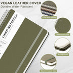 ABERLLS Green Lined Spiral Journal Notebook with 160 Pages, 8×5.7in, A5 Spiral Notebook, Journaling Notebooks for Work, School, Women, Men, College Ruled Spiral Notebook, Hardcover Leather Journals