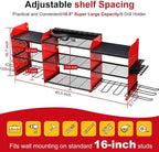Large Power Tool Organizer Wall Mount with Charging Station, Heavy Duty Cordless Drill Holder, Garage Tool Storage Battery Rack with 8 Outlet, Gift for Men Husband Dad Birthday Anniversary Red