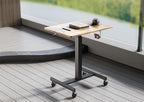 YDN Mobile Mobile Standing Desk with Lockable Wheels, Adjustable Height Portable Laptop Desk, 25.5" x 18.8" Rolling Desk with Hook for Computer Workstation, Rustic Brown