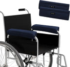SPRING SEAON Wheelchair Armrest Covers (Pair) - Suede Velvet Memory Foam Accessories Pads for Wheelchair Arm Rest, Office Transport Chairs, Soft Support Cushion for Mobility Aids(Navy Blue)