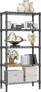 M MZG 1250 lbs 5 Tier Shelf Metal Storage Shelves Shelving Wire Rack Heavy Duty Closet Organizers for Garage Kitchen Bathroom Laundry Black 13.8" D x 29.5" W x 59.5" H