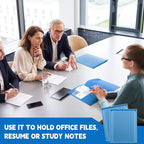 Henoyso 18 Pcs Plastic Folders with Clear Front Pockets Heavy Duty File Folders with 2 Pockets and Card Slot for Student Communication School Office Presentation Report (Blue)