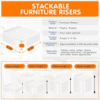 shouwuhho Furniture Risers, 4 Pack Bed Risers with Non-Slip Grip and Heavy Duty Support, 1 Inch 2 Inch 3 Inch 4 Inch Height Lift for Couch, Sofa, Table, Desk, Chair, Refrigerator - White, 1+1+1 Inch
