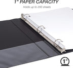Samsill Durable 1 Inch Binder, Made in the USA, Round Ring Customizable Clear View Binder, Black, 4 Pack (MP48430)