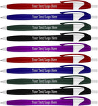 SyPen Personalized Pens With your Custom Logo or Text-500 Pack Bulk-for Businesses, Parties, and Events, Custom Printed Slim Ballpoint Click Pens, Assorted Baarrel Colors, Black Ink