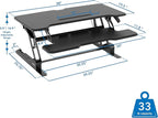 Mount-It! 38" Standing Desk Converter, Desktop Sit-Stand Desk Riser with Gas Spring Height Adjustment, Compact Desk Topper for Dual Monitors or Laptop, Keyboard Tray, Black