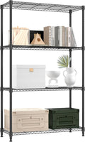 M MZG 1000 lbs 4 Tier Shelf Metal Storage Shelves Shelving Wire Rack Heavy Duty Closet Organizers for Garage Kitchen Bathroom Laundry Black 13.8" D x 35.4" W x 59.5" H