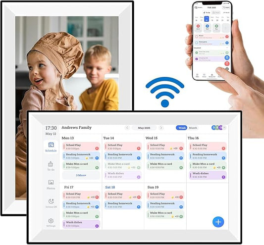 15.6 Inch Digital Calendar Chore Chart, Digital Picture frame,Smart Touchscreen Wall & Desk Electronic Calendar Family Planner for Seamless Scheduling/Organizing